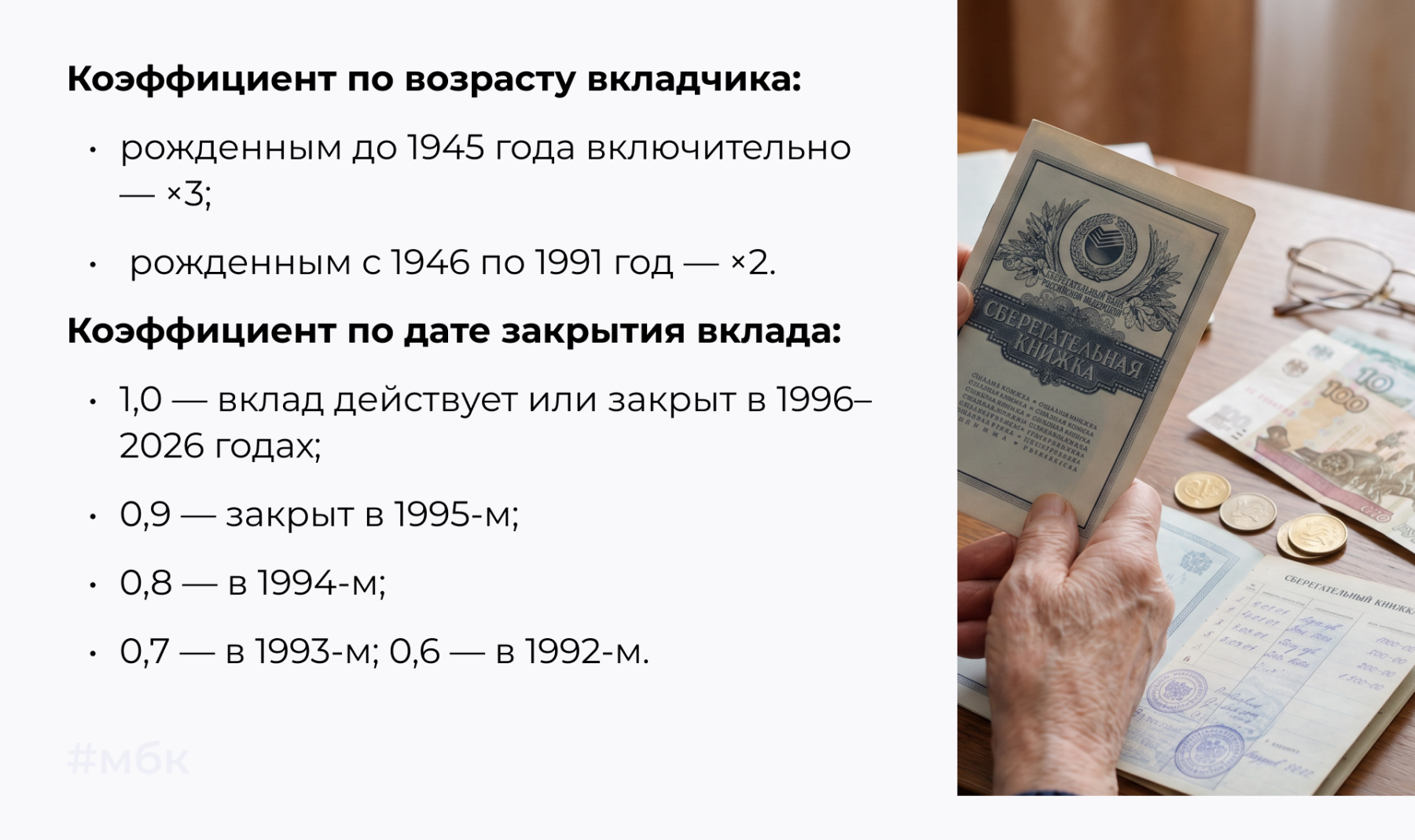 Коэффициент по возрасту вкладчика